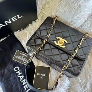 Chanel Vintage Black Quilted Lambskin Oversized “CC” Square Flap, Large